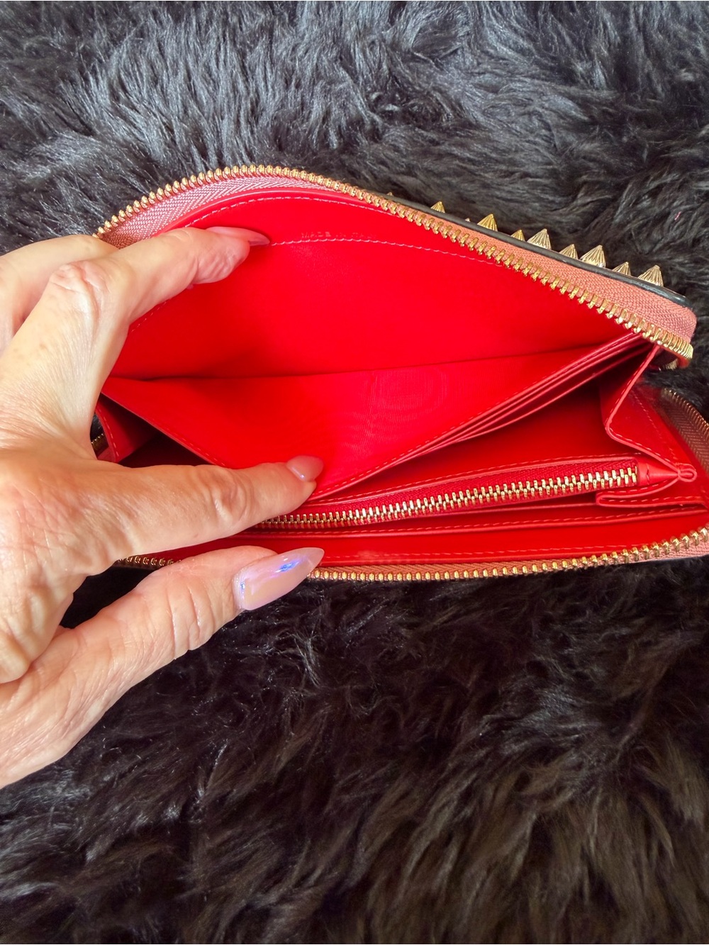 Christian Louboutin Pink Zip-Around Wallet with Multicolor Gradient Studs - Picture 12 of 17